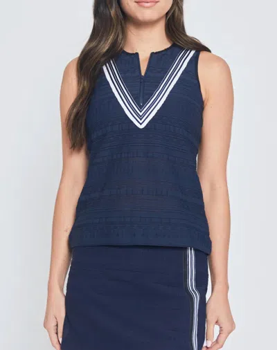 L'etoile Sport Zip Front Tank In Navy In Blue