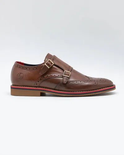 Let's Men's Double Buckle Monk Strap Shoe In Brown