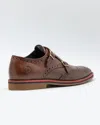Let's Men's Leather Double-buckle Shoes In Brown In Brown