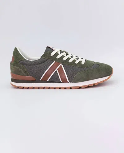 Let's Men's Nylon Running Sneaker In Khaki In Multi