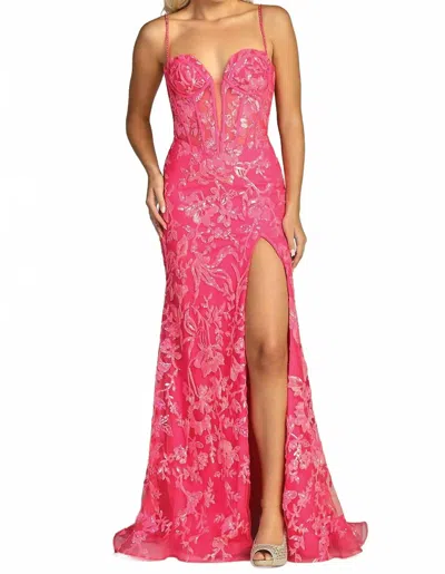 Let's See Style Corset Dress In Fushia In Pink