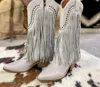 Let's See Style Women's Beastly Fringe Boots In Grey In Grey