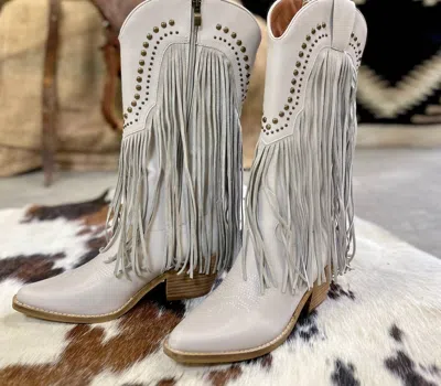 Let's See Style Women's Beastly Fringe Boots In Grey