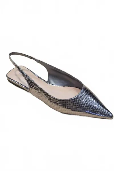 Let's See Style Women's Blanche Pointed Toe Slingback Flats In Pewter Snake In Multi