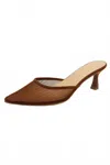 Let's See Style Women's Carrie Mesh Pointed Toe Kitten Heel Mule In Brown In Brown