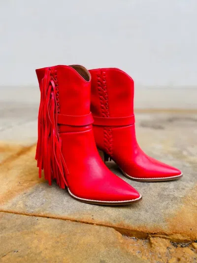Let's See Style Women's Fringe Boots In Red