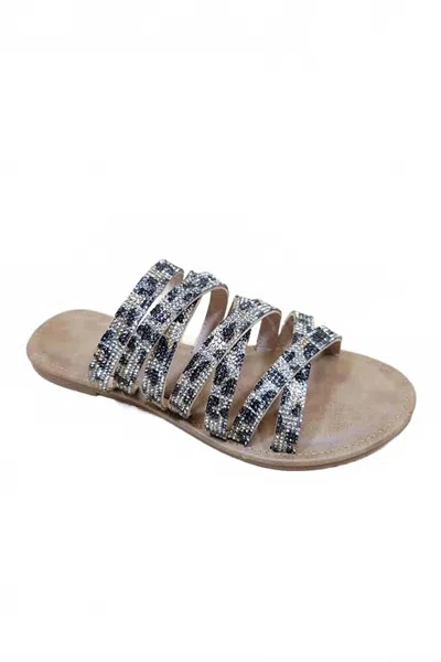Let's See Style Women's Jungle Rhinestone Strappy Sandal In Leopard In Multi
