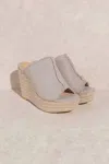 Let's See Style Women's Linen Platform Wedge Sandals In Light Grey