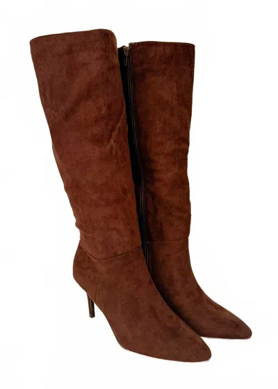Let's See Style Women's Smooth Style Suedeish Heeled Boots In Brown In Animal Print