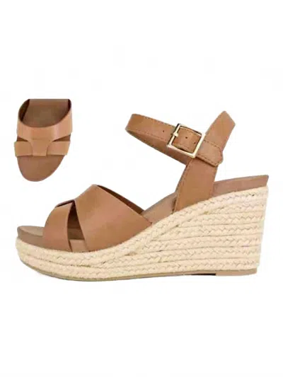 Let's See Style Women's Zelda Wedge Sandals In Cognac In Brown