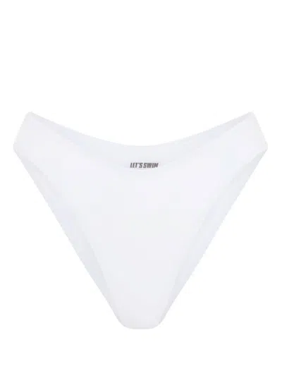 Let's Swim High-waist Bikini Bottoms In Weiss