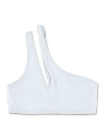 Let's Swim Mini Teardrop Cut-out One Shoulder Bikini Top In White