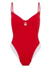 Let's Swim Badeanzug Mit Logo-print In Rot