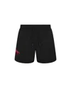 Let's Swim Men's Black / Red Black With Red Shark Print Swim Shorts In Black/red