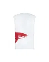 Let's Swim Shark-print Tank Top In White/red