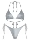 Let's Swim Metallic Triangle Bikini Top In Silver
