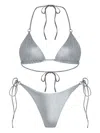 Let's Swim Metallic Triangle Bikini Top In Silver