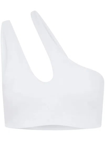 Let's Swim One-shoulder Bikini Top In White