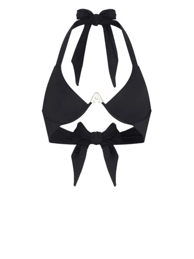 Let's Swim Shark Logo Bikini Top In Black