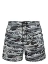 Let's Swim Shark Print Swim Shorts In Grau