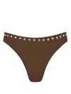 Let's Swim Studded Bikini Bottoms In Brown