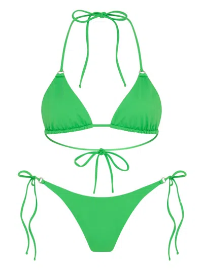 Let's Swim Triangle Bikini Top In Green