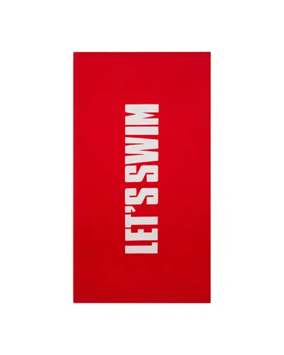 Let's Swim White / Red Red  Towel In White/red