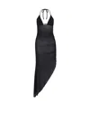 Let's Swim Women's Black Mesh Halter Neck Side Splitdress In Black
