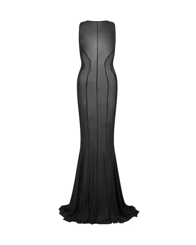 Let's Swim Women's Black Mesh Maxi Dress