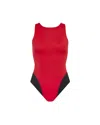 Let's Swim Open-back Swimsuit In Black/red
