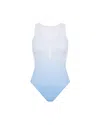 Let's Swim Zip-up Swimsuit In Blue