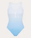 Let's Swim Zip-up Swimsuit In Blue