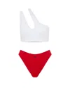 Let's Swim High-waist Bikini Bottoms In Red