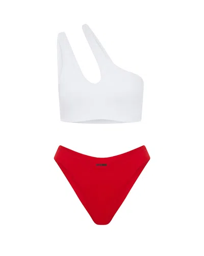 LET'S SWIM WOMEN'S RED SEAMLESS BRAZILIAN BIKINI BOTTOM