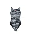 Let's Swim Shark-print Open Back Swimsuit
