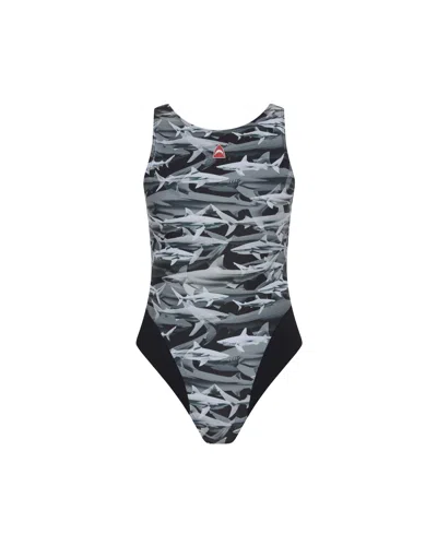 LET'S SWIM WOMEN'S SHARK PRINT OPEN BACK SWIMSUIT