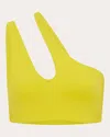 Let's Swim Women's Teardrop Cutout Asymmetric Bikini Top In Yellow