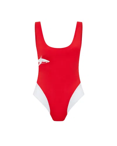 LET'S SWIM WOMEN'S WHITE / RED RED & WHITE SHARK SWIMSUIT