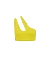 Let's Swim Women's Teardrop Cutout Asymmetric Bikini Top In Yellow/orange