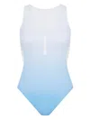 Let's Swim Zip-up Swimsuit In Blue