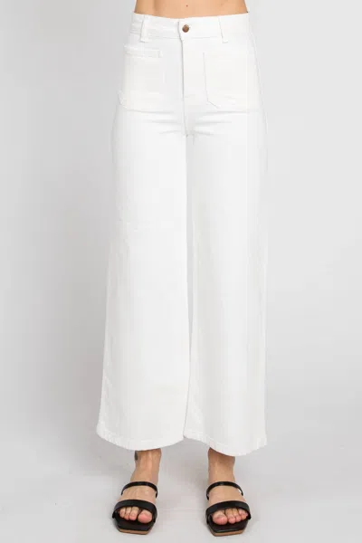 Letter To Juliet Clark Wide Leg Scissor Hem Jeans In White In Multi