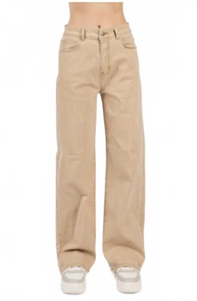 Letter To Juliet Baggy Straight Jeans In Sand In Burgundy