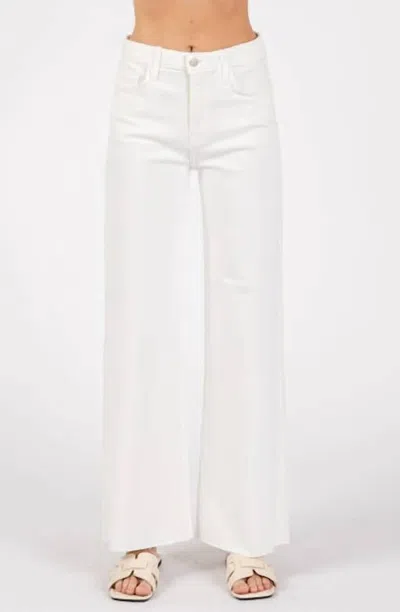 Letter To Juliet Clark Wide Leg Scissor Hem Jeans In White In Multi