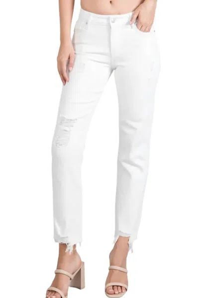 Letter To Juliet Distressed Straight Leg Jeans In White