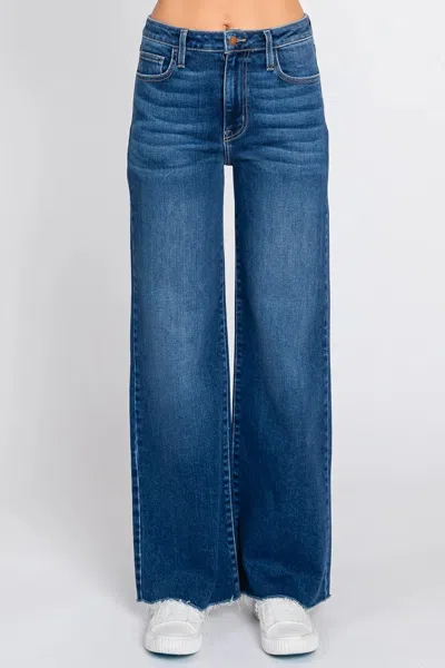 Letter To Juliet Paola A-line Scissor Hem Wide Leg Jeans In Vintage Wash In Multi