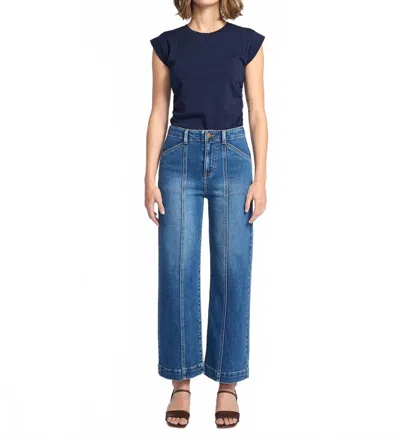 Letter To Juliet Paola Wide Leg With Seam Lines Jeans In Indigo In Multi