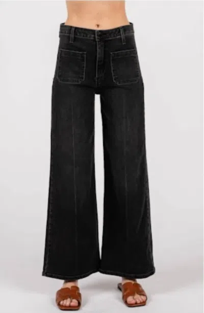 Letter To Juliet Sailor Front Patch Pocket Jeans In Black