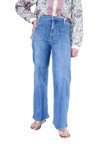 Letter To Juliet Sailor High Rise Patch Pocket Jeans In Medium Wash In Blue