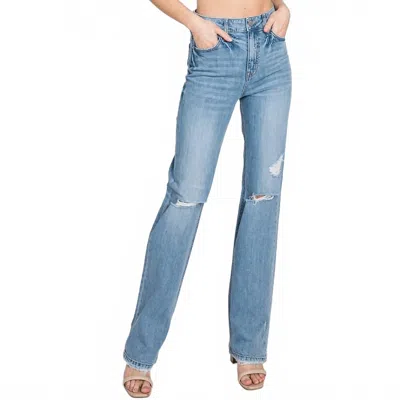 Letter To Juliet Whitney Loose Straight Distressed Jeans In Vintage Blue