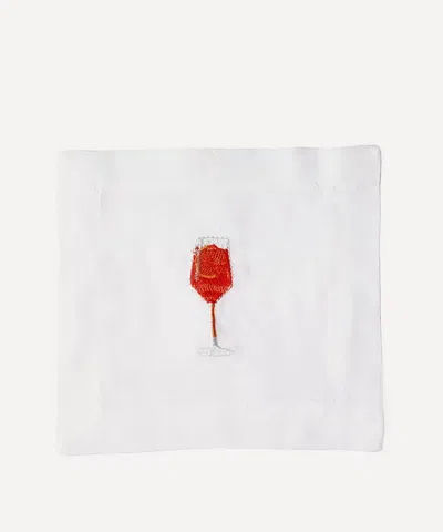 Lettermade Aperol Spritz Linen Cocktail Napkins Set Of Four In White